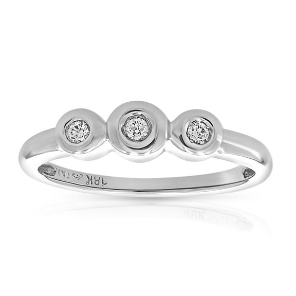 Vir Jewels 1/16 CTTW Diamond 3 Stone Ring 18K White Gold Size 7 Female Adult