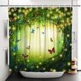 thumbnail image 4 of Enchanted Forest Shower Curtain Fantasy Fairy Tale Forest Butterfly Dreamy Magic Girls Bathroom Shower Curtain Set Waterproof Polyester Fabric with 12 Hooks 72Wx72H Inch, 4 of 6