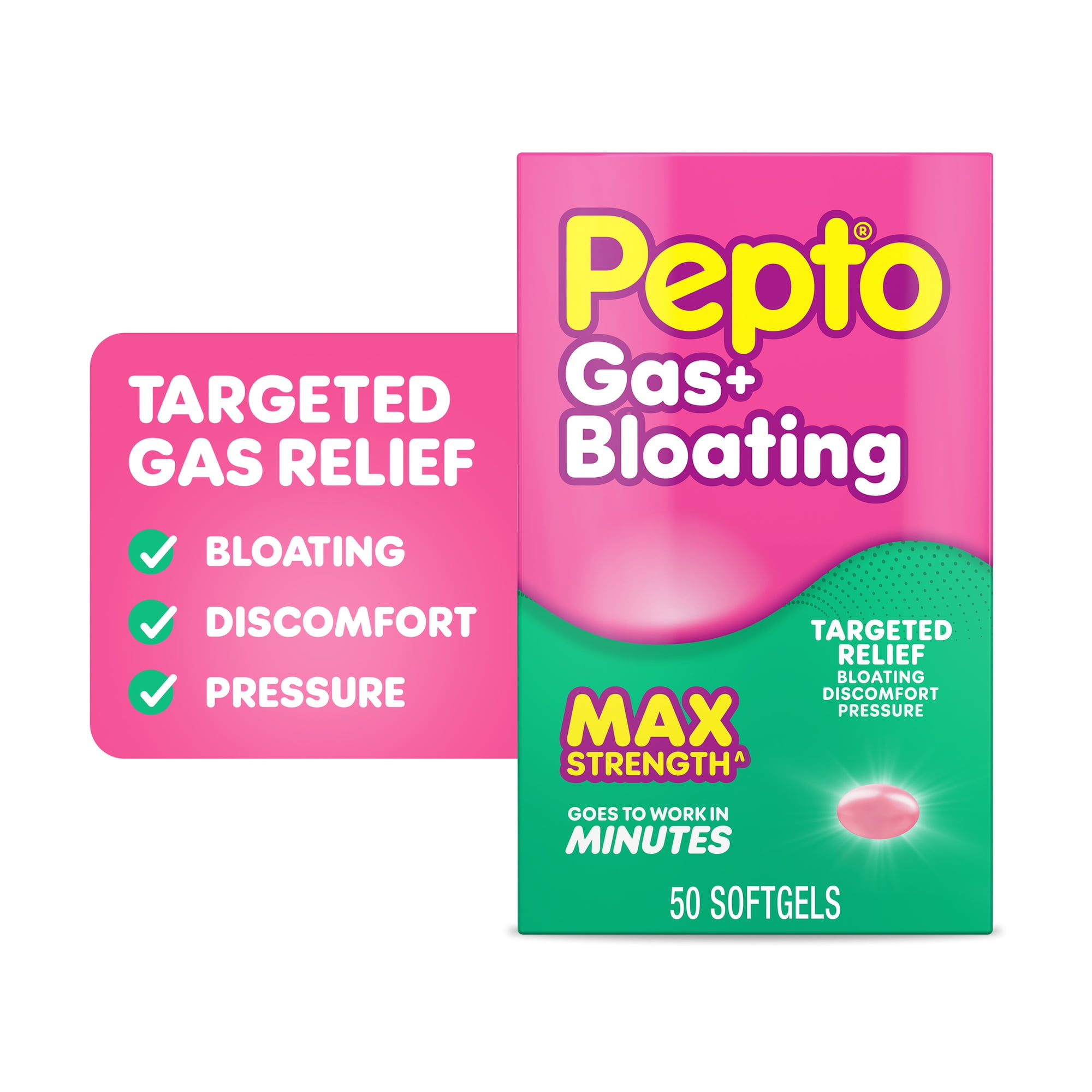 Pepto Gas + Bloating, Gas Relief, Simethicone 250 Mg Softgels, 50 Count