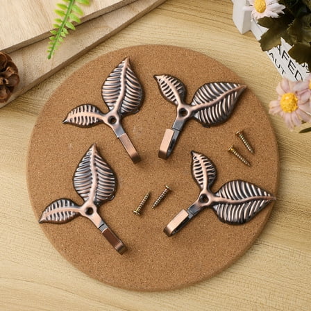 KALLORY Hanging Wall Hooks Brown Iron 4 Set 2.75X2.56X0.79In