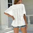 thumbnail image 3 of Camisa de manga acampanada con cuello en V, camisas de jacquard de verano, blusas babydoll de jacquard, blusas babydoll de alto rendimiento, 3 of 9