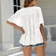 thumbnail image 3 of Camisas de jacquard de verano para mujer, blusa elegante con mangas acampanadas y cuello en V con volantes de Color puro para citas, 3 of 8