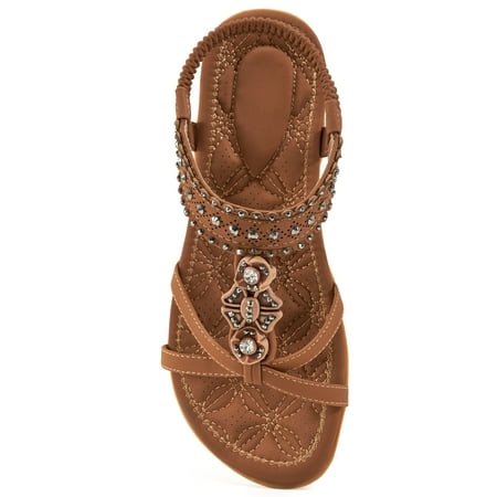 Womens Summer Flats Sandals Casual Beach Shoes Dress Ankle Elastic sandals