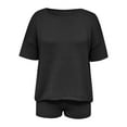 thumbnail image 4 of Women's Summer Shorts Suit Casual Round Neck Sleeveless Knit Outfit Set Comfortable Basic Pure Color Daily Wear Tops And Shorts Two Piece Compression Shorts Suit for Women Bathing Suit Material Swim, 4 of 4