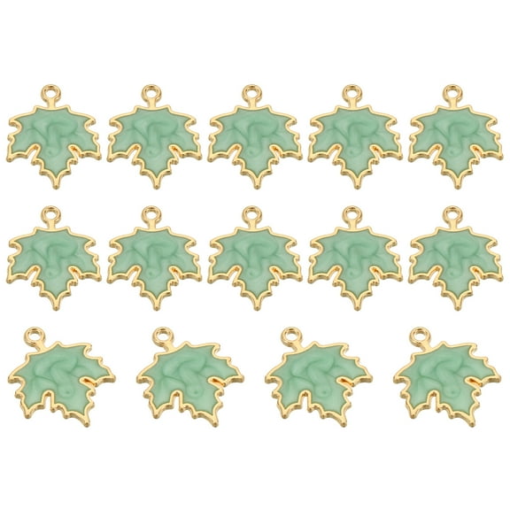 Uxcell Maple Leaf Pendants Enamel Tree Leaf Beads Metal Leaves Charm for Jewelry Making, Green 40 Pack
