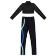 thumbnail image 3 of TiaoBug Kids Girls Mock Neck Long Sleeve Gymnastics Crop Top with Leggings Sport Yoga Dance Activewear Royal Blue 6, 3 of 7
