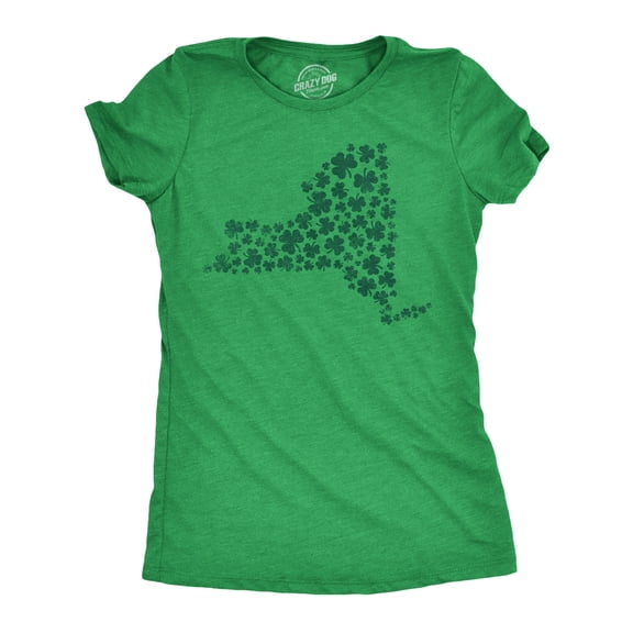 Womens New York State Clover T Shirt Funny St Pattys Day Parade Four Leaf Shamrock Tee for Ladies Womens Graphic Tees