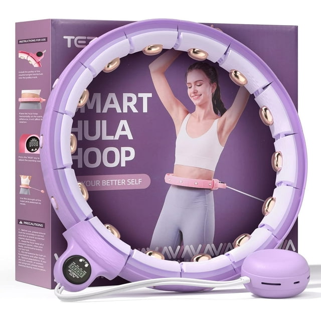 Anneaux Circulaires Intelligents pour Adultes pour la Perte de Poids, Anneau de Mise en Forme 14 Nœuds Ajustables et Détachables, avec Balle, Rotation Automatique à 360 Degrés pour Femmes et Débutants