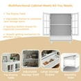 thumbnail image 4 of White Buffet Cabinet with Double Glass Doors & Drawer, Modern Wooden Storage Sideboard Cupboard for Living Room, Dining Room Hallway Entryway, Cabinets, 4 of 14