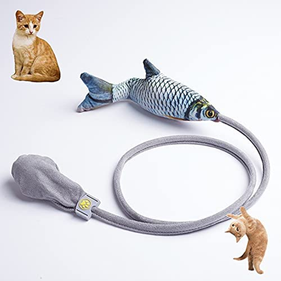 Hongkaii pet Cat Toy for Indoor Cats Interactive Catnip Toy Realistic Manual Airbag Wiggle Cat Pillow Chew Kicker Toy with Bell for Cat Kitten, No Noise, Funny, Washable CWA420-646