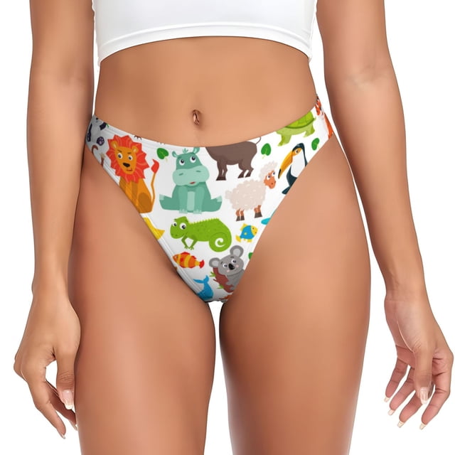 Balery Animals Tangas de Algodón para Mujer con Estampado – Ropa Interior Sexy, Transpirable, G-string-3X-Large