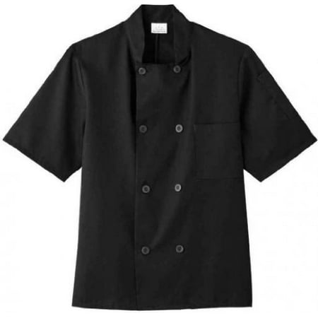 Coat Black Short Sleeve Buttons - Five Star 18001 Unisex Short Sleeve Chef Jacket (Black, Medium)