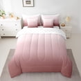 thumbnail image 2 of Feelyou Rosy Brown Gradient Bedding Comforter Set 7pcs for Adult, Modern Art Abstract King Bedding Sets, Simple Fashion Theme Reversible Bed Sheets, Breathable Home Decor, 2 of 8