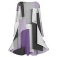 thumbnail image 5 of Modern Art Gray Purple Geometric Long Sleeve Dresses For Women Vintage Elegant Party Dress Oversized V-neck Dress S-8XL, 5 of 7