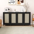 thumbnail image 4 of Dextrus 4 Door 59" Wide Wood Sideboard Storage Cabinet with Shelves, Wooden Country Retro Cabinet for Living Room, Dining Room, Hallway, Entryway, Black, 4 of 5