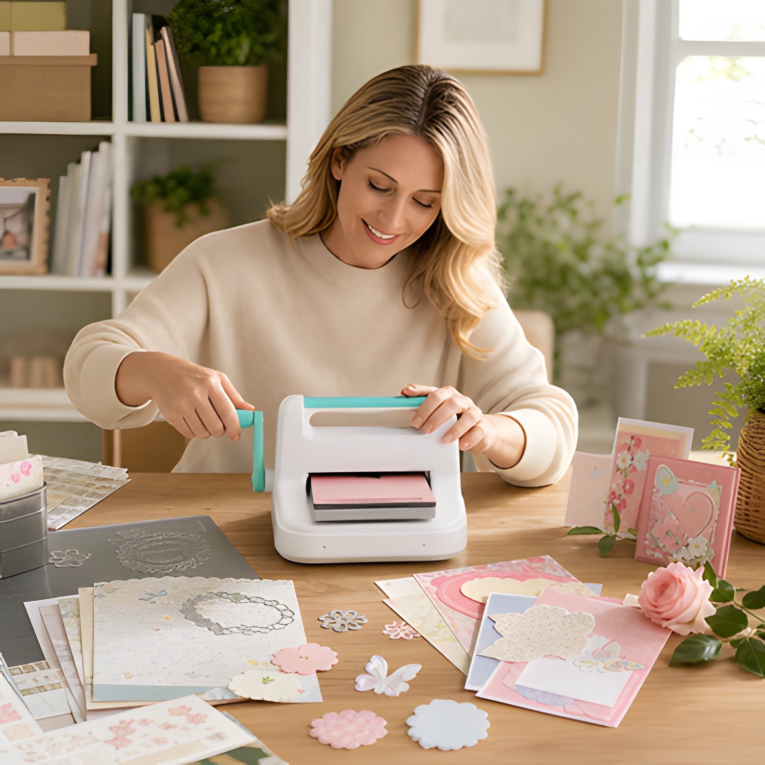 Manual Die Cutting & Embossing Machine, Portable Cut Machines, 6 inch Opening Scrapbooking Machine Full Kit Included, For Arts & Crafts, Scrapbooking, Card Making and Crafting, White
