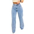 thumbnail image 3 of Women’s Mid Rise Wide Leg Denim Jeans Vintage Washed Leg Lengthening Figure Flattering Perfect for Y2K Streetwear Casual Days, 3 of 6