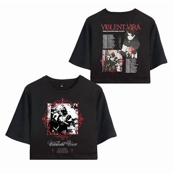 Violent Vira 2025 Tour Merch T-Shirt For Women&Girls Midriff Short Sleeve Summer Clothing Vest Tee