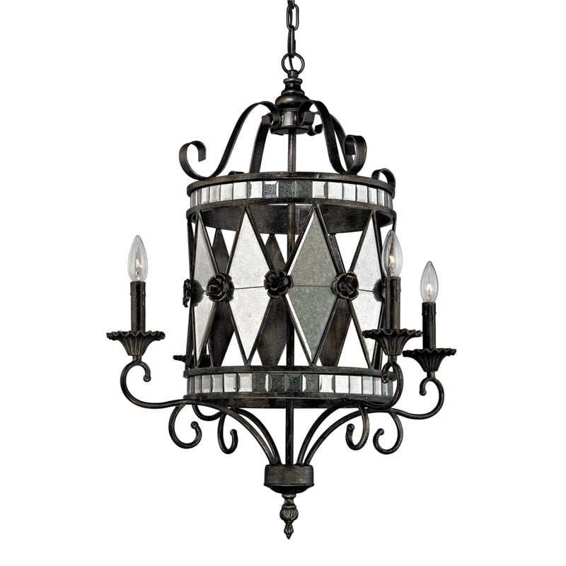 Elk Lighting Mariana 4 Light Chandelier In Blackened Silver Elk Lighting Mariana 4 Light Chandelier