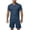 Blue., variant on Men Post Outfit Short Sleeve Round Neck Top Full Side Adhesive Elastic Waist Shorts Set