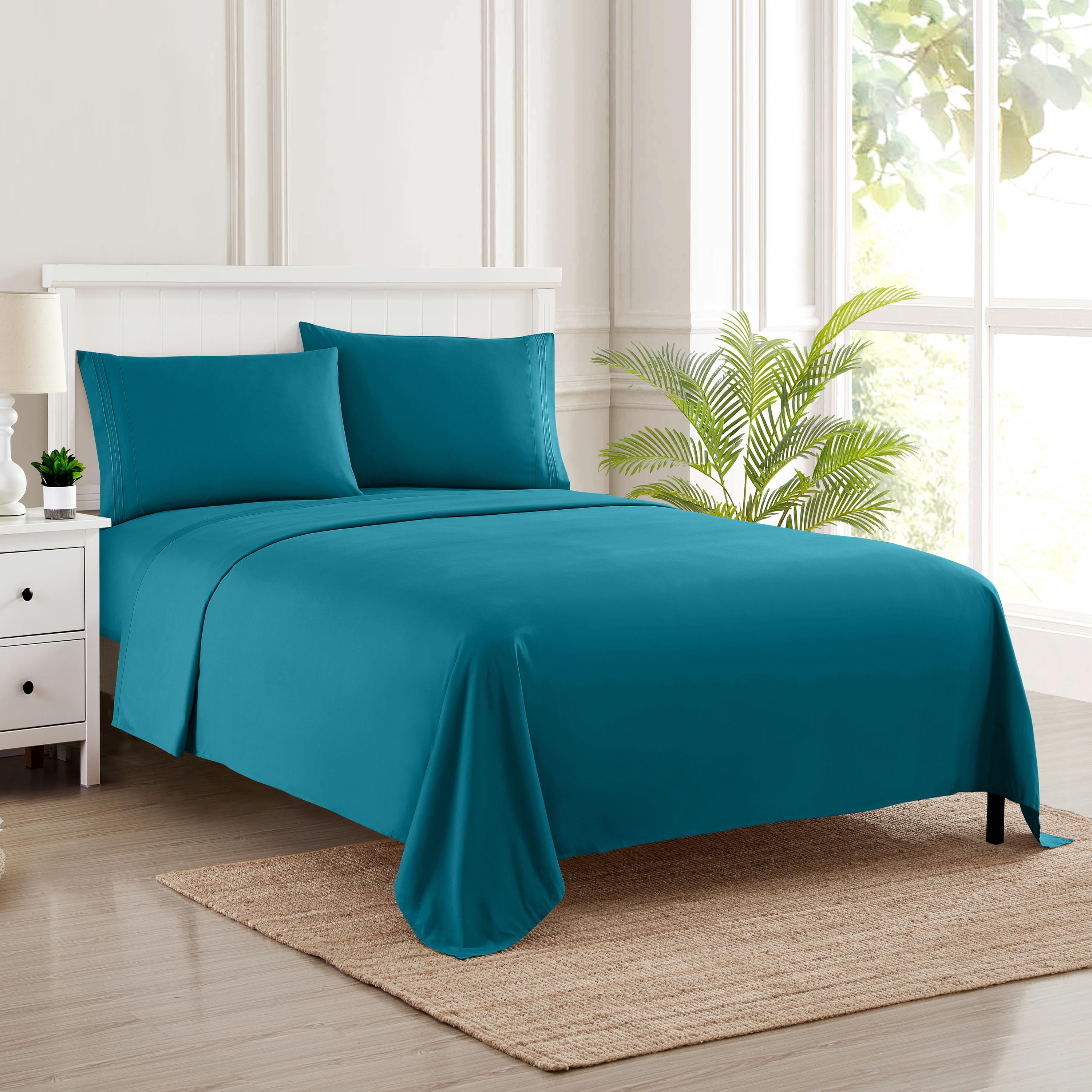 Sweet Home Collection 1800 Series Bed Sheets - Extra Soft Microfiber Deep  Pocket Sheet Set - Teal, King 