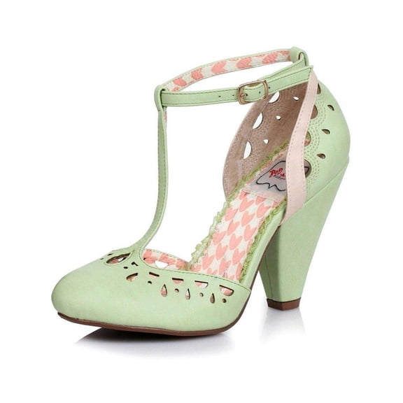 Ellie Shoes E-BP403-Elsie T Strap Closed Toe Cut Out Heel Blue / 5