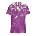 thumbnail image 5 of CNKOO Hauts pour Femmes Mode Décontractée Imprimé Col en V Manches Courtes T-shirt Imprimé Bleu G, 5 of 5