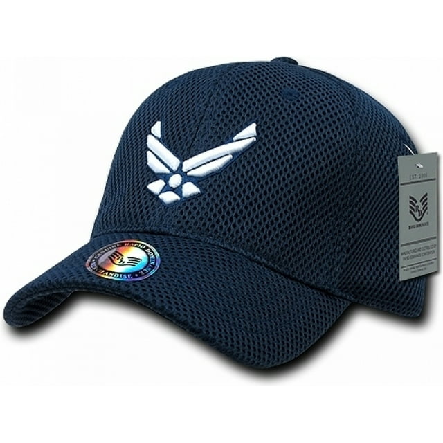 RapDom Air Force Hap Wings Military Mens Air Mesh Cap [Navy Blue - Adjustable]