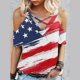thumbnail image 1 of Fiudx Liquidación de Ofertas Flash Blusa Estampada a La Moda con Cuello En V y Manga Corta para Mujer, 1 of 4