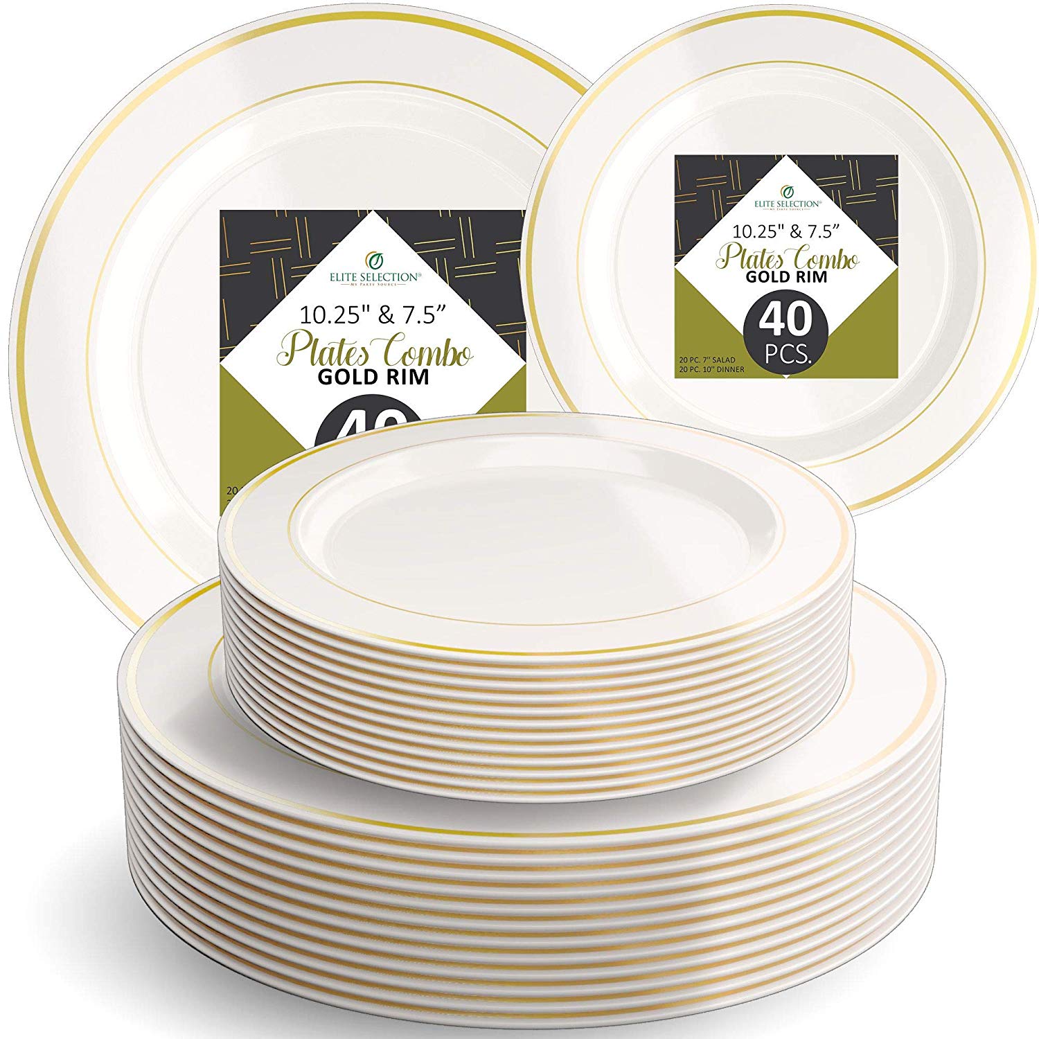Elegant DINNERWARE Plates Golden Glare 20 Plates Premium Reusable 