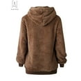 thumbnail image 6 of Gustave Women's Fuzzy Fleece Long Sleeve Pullover Hoodies with 1/4 Zip Up Sweatshirt Warm Oversized Outwear Coat(Brown,3XL), 6 of 7