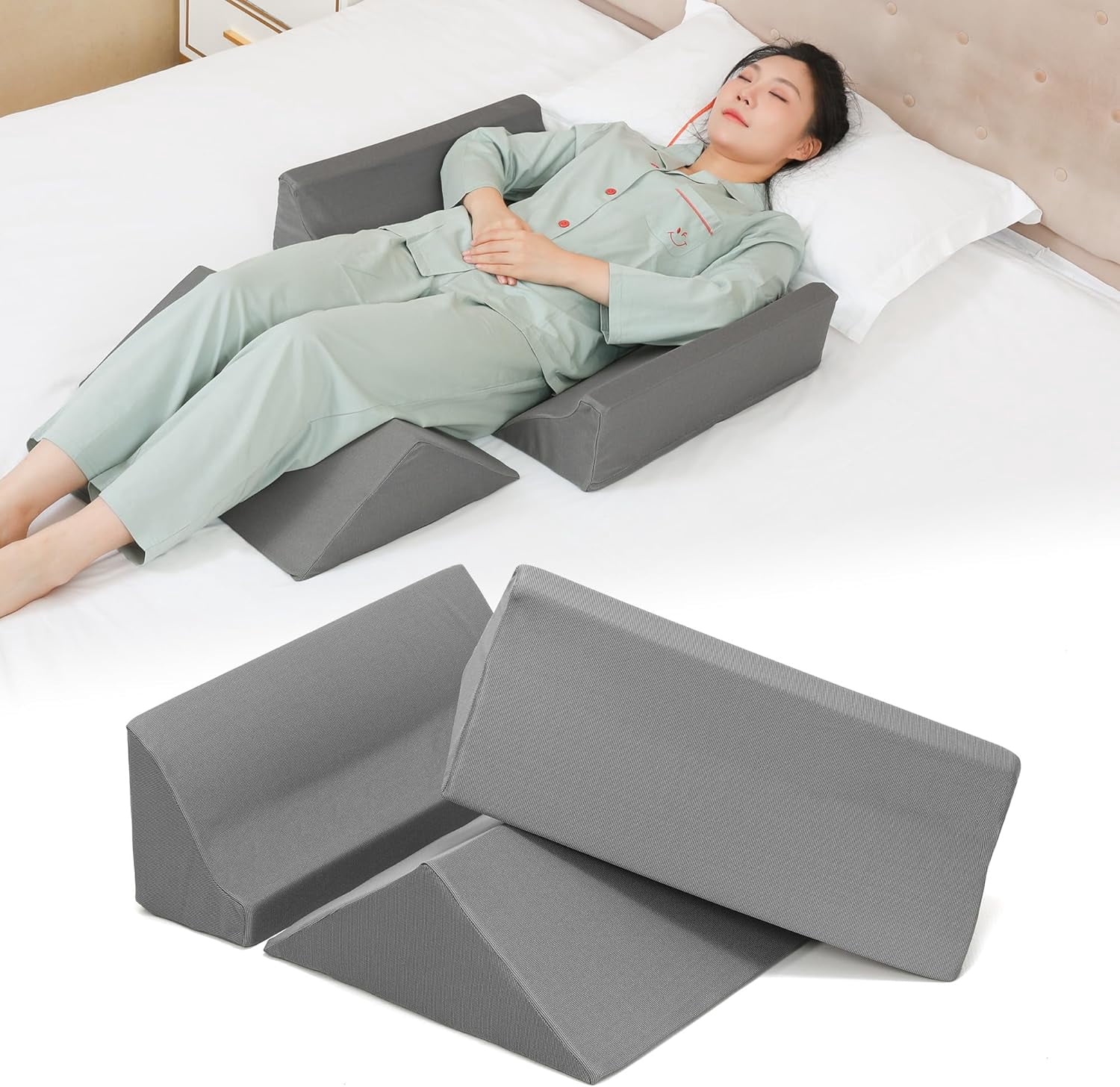 Bed Wedges & Body Positioners (3 in 1), 40 Degree Wedges for Bed Positioning,Positioning Pillows for Elderly, Wedge Pillow for Bed Sores, Side Sleeping, After Surgery, Knees Elevated,Back Pain