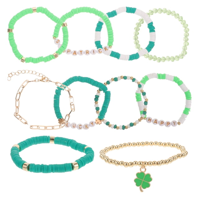 KAKOWELY 10 pulseras de cuentas para el Día de San Patricio, para fiestas, festivales, pulseras, cadenas para la muñeca