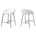 thumbnail image 3 of Monarch Specialties Bar Stool, Set Of 2, Counter Height, Kitchen, Metal, Pu Leather Look, White, Chrome, Contemporary, Modern, 3 of 4