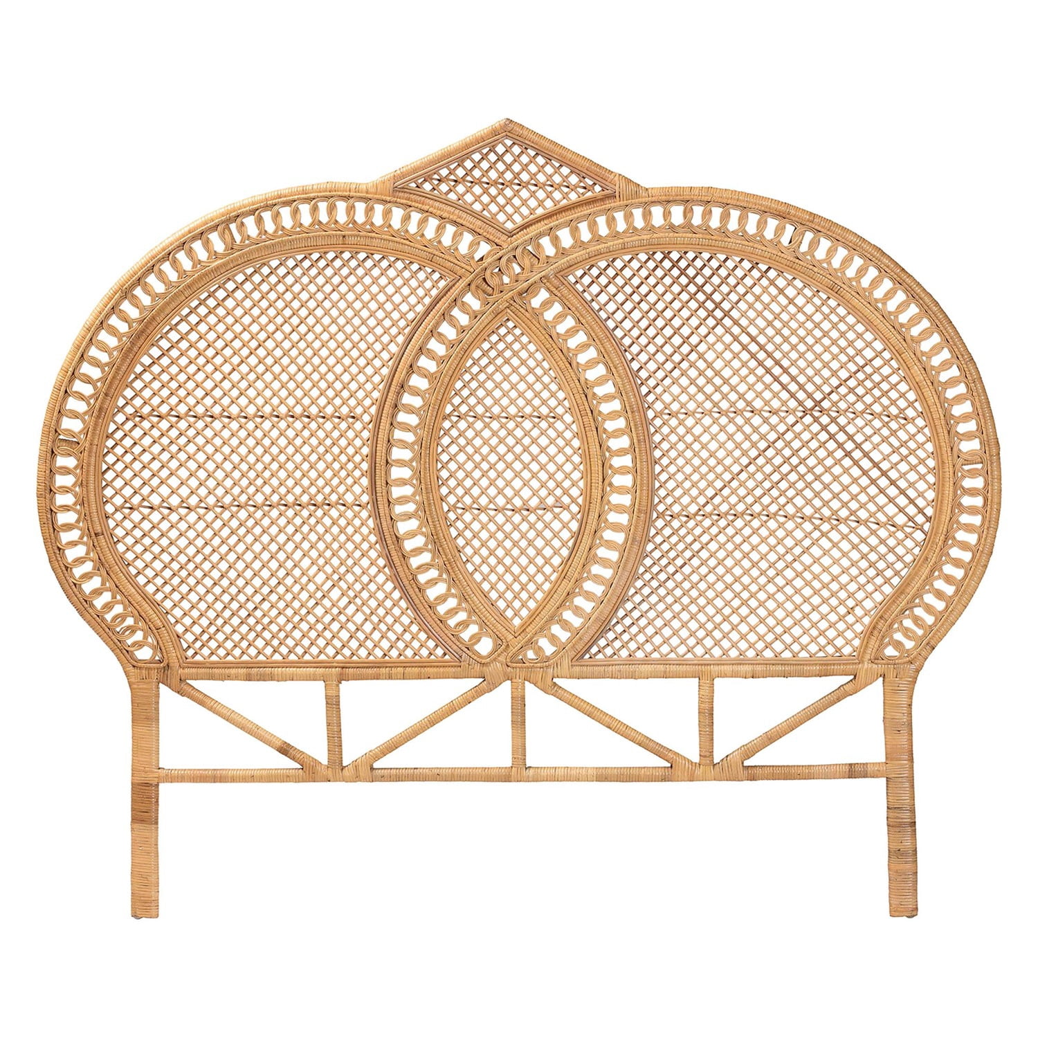 bali & pari Nerita Rattan Headboard Handwoven Wicker Panel Honey Queen Size