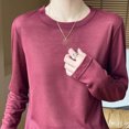 thumbnail image 6 of Thin Long Sleeve Shirts for Women Zaewscy Women's Fashion Thin Solid Color Round Neck Long Sleeve Pullover Sweater Bottoming Coat Red XXL, 6 of 6