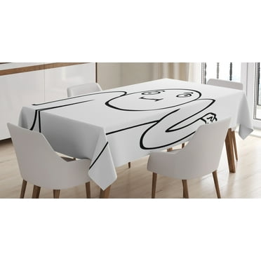Ambesonne Humor Tablecloth Rectangular Table Cover, Whaever Guy Meme Sketchy, 60"x84", Black and White