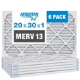 thumbnail image 1 of Aerostar 20x30x1 MERV 13 - 6 Count - Pleated HVAC, Furnace & Air Conditioner Filters - Removes Bacteria, Dust, Cold & Flu Germs, Lint, Mold, Pet Dander, Allergy-Caus, 1 of 7