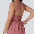 thumbnail image 5 of JULMCOMO Jumpsuits for Women Scoop Neck Cross Back Casual Overalls Sleeveless Elastic Waisted Summer Harem Pants with Pockets Red XL, 5 of 7