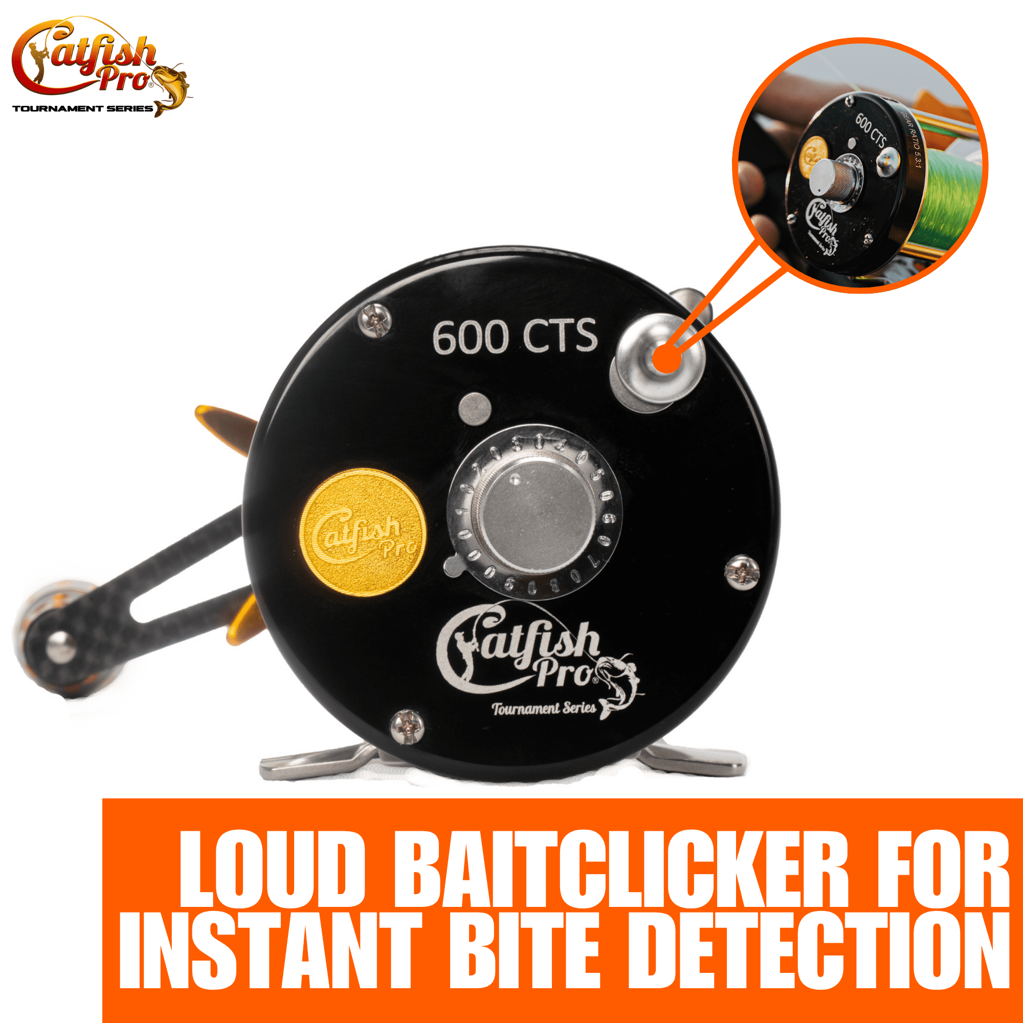 Catfish Pro Tournament Series 600 CTS 6+1 Bearing Baitcast Fishing Reel 5.3:1 Gear Ratio