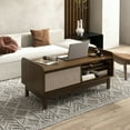 thumbnail image 2 of Gymax Rectangular Coffee Table w/ Storage Weaving Sliding Door & Adjustable Shelf, 2 of 10