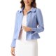 thumbnail image 4 of INSPIRAR CHIC Blazers de Oficina Elegantes para Mujeres con Cuello Peter Pan, Mangas Largas, Dobladillo Volante, Abotonado Simple, Color Azul Claro M, 4 of 6
