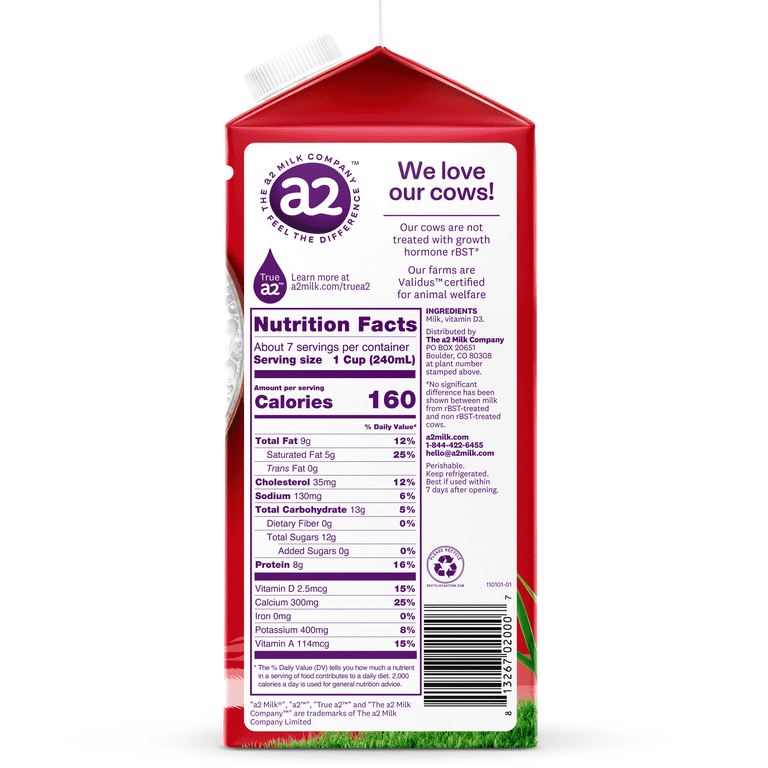 a2 Milk® Vitamin D Whole Milk, 59 oz - Walmart.com