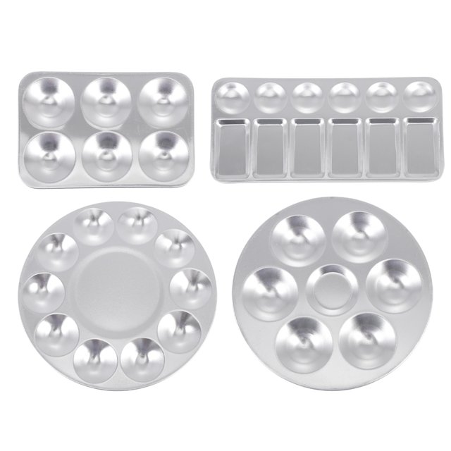 Bandejas de pintura de aluminio 4pcs Bandeja de pigmento robusta Profesional Artista Color mezclador Bandeja