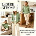 thumbnail image 2 of Women's Loose Fit Long Sleeve Zipper Top Blouse Sweatshirt Jacket Solid Color Casual Pullover with Pocket Ultra Soft All Day Comfort Loungewear Cozy Streetwear | CSEONE,Hot Pink S, 2 of 9