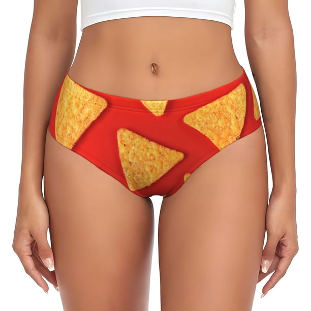 Balery Tortilla chips Ropa Interior de Algodón para Mujer con Dibujo – Braguitas Cómodas y Elásticas, Estilo Clásico-Small