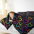 thumbnail image 4 of Manfei Colorful Heart Print Queen Comforter Set,Rainbow Loves Pattern Bedding Sets,Pink Blue Black Bedding Comforter Set For Child,Luxury Bedroom Decor Reversible,3-Piece, 4 of 8