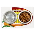 thumbnail image 1 of Georgia Pet Mat for Food and Water, Symbolic Composition of Peaches and a Dotted Arrow, Non-Slip Rubber Mat for Dogs and Cats, 18" X 12", by Ambesonne, 1 of 2