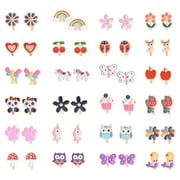 RUIRUI ZPAQI 20Pairs/set Kids Clip-on Earrings Cute Flower Heart Clip-on Earring Set for Girl