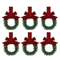 thumbnail image 1 of Christmas Vacation Wreath New Year Sign for Front Door Christmas Lights for Front Door 6PCS Christmas Kitchen Cabinet Wreaths With Ribbon Mini Christmas Wreath Small Kitchen Wreath With Berry And Bows, 1 of 3